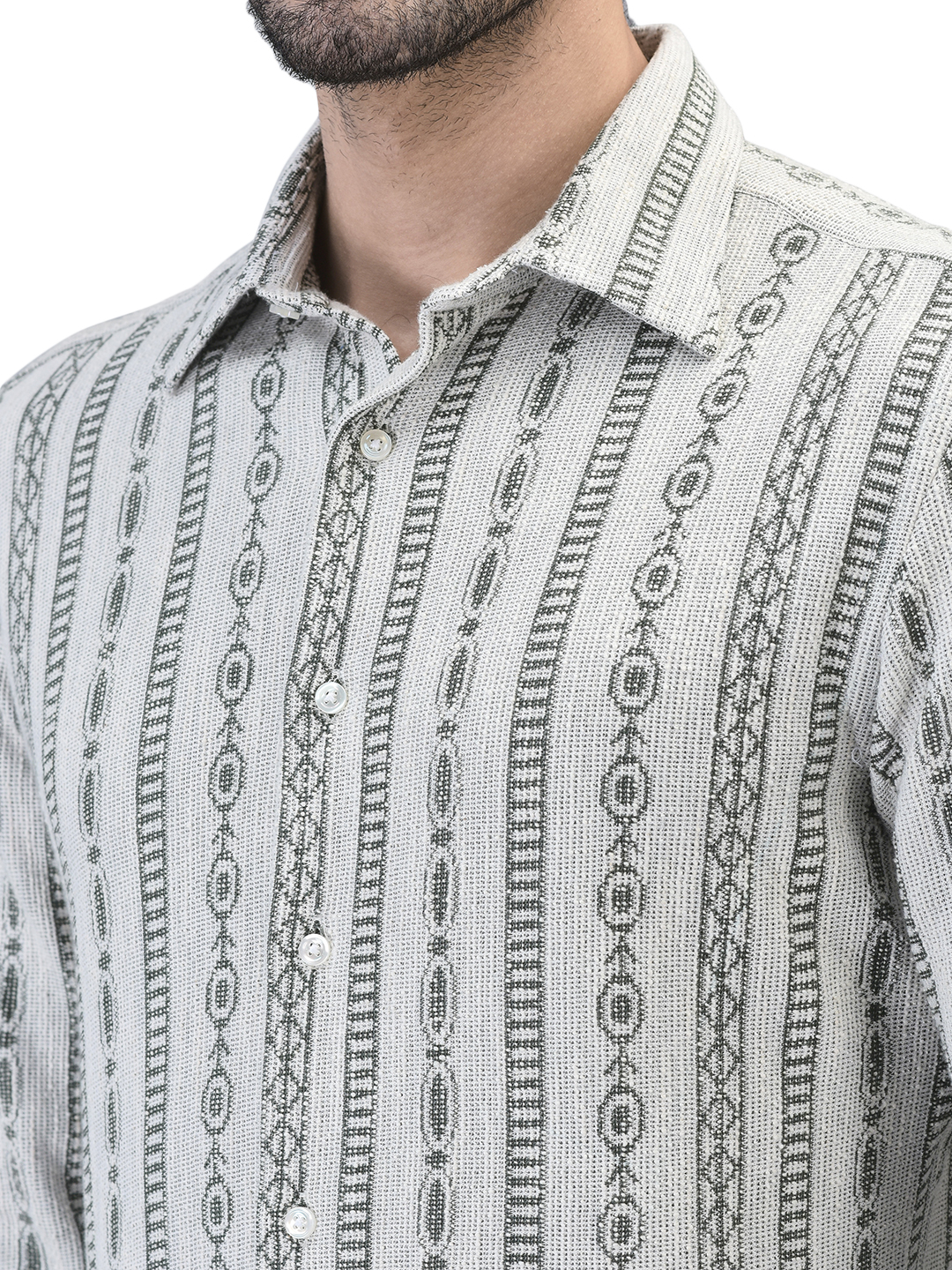 Knitted Off-white Forest Green Shirt– AF00086ML
