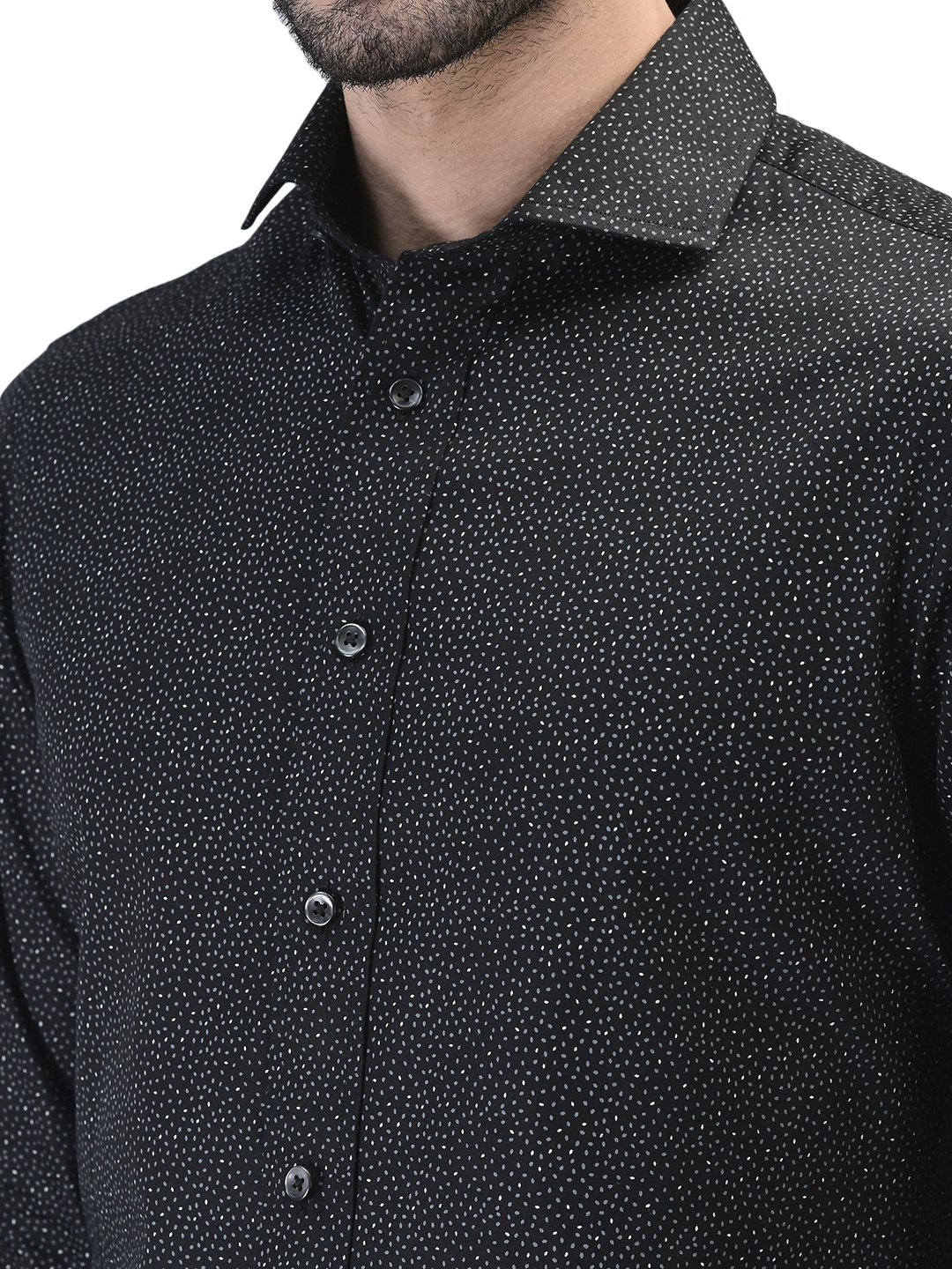 Black Microprint Premium Satin Shirt – AF00058RT
