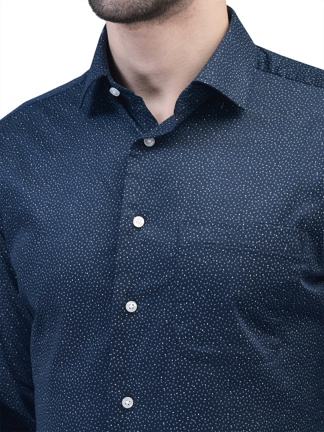 Navy Microprint Premium Satin Semi Formal Shirt – AF00061RT