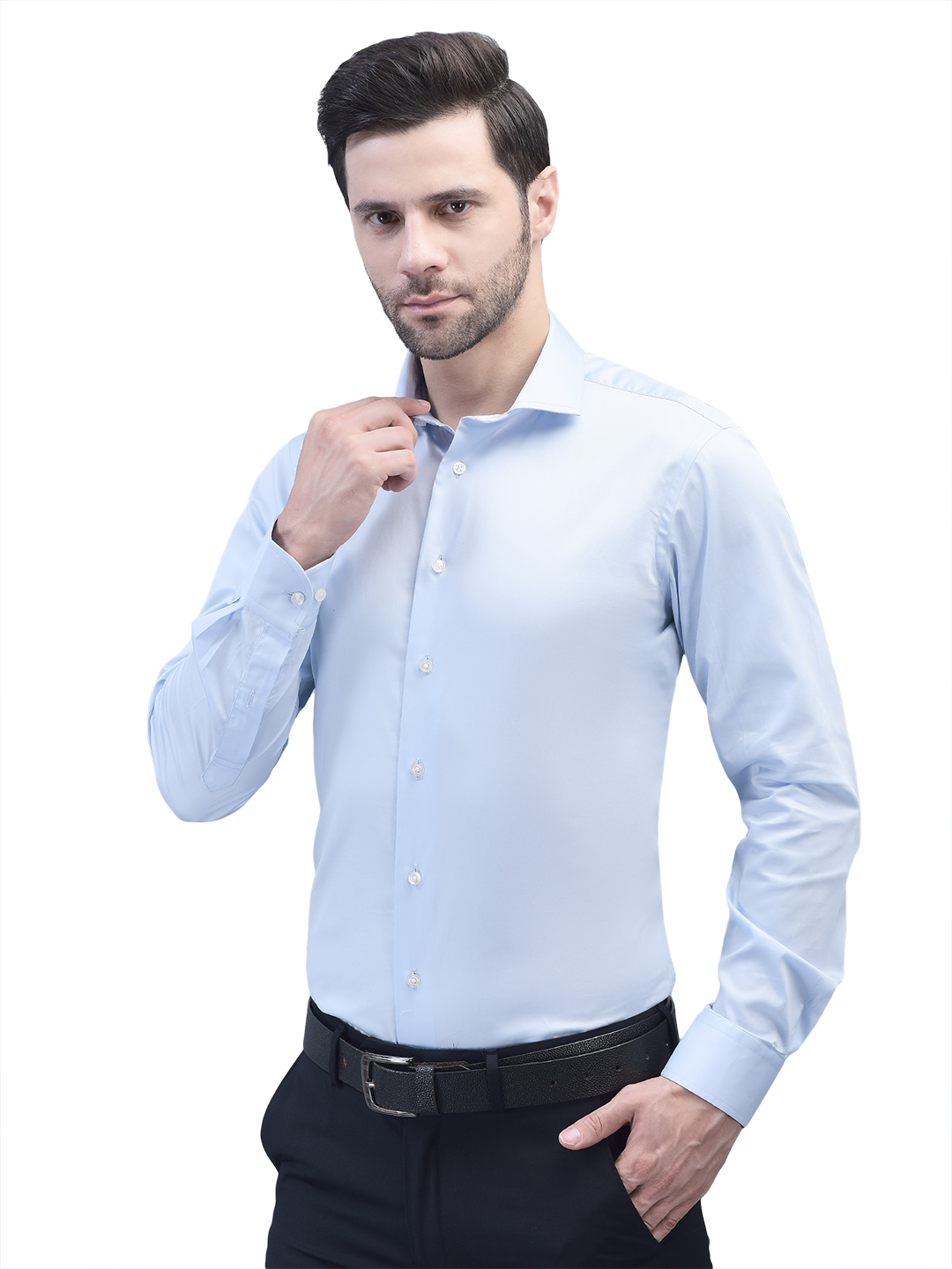 Sky Blue Giza Cotton Wrinkle Free Shirt – AF00095SK - Image 2