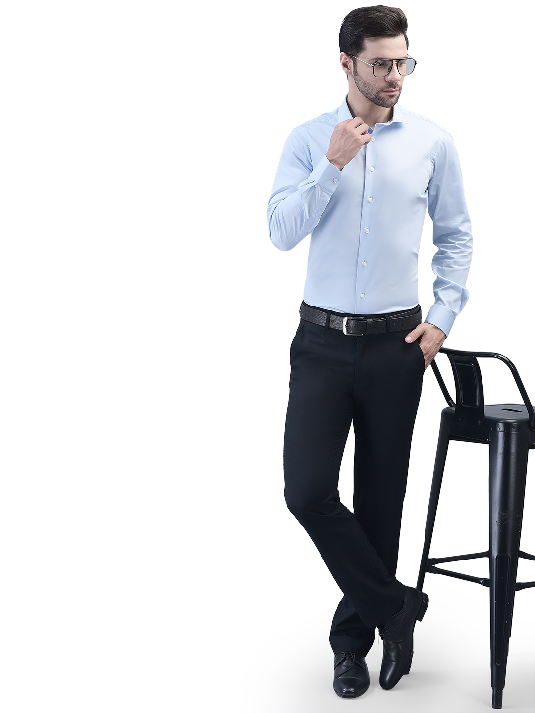 Sky Blue Giza Cotton Wrinkle Free Shirt – AF00095SK - Image 3