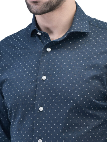 Deep Seagreen Geometric Casual Shirt – AF00021RT