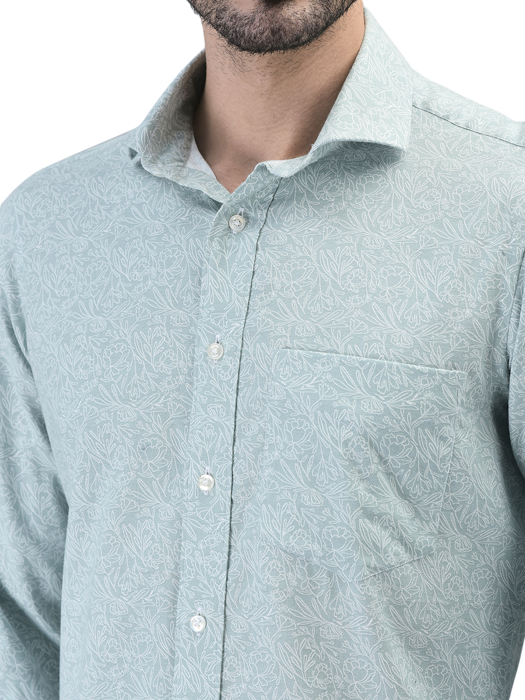 Printed Sage Green Casual Shirt – AF00016RT