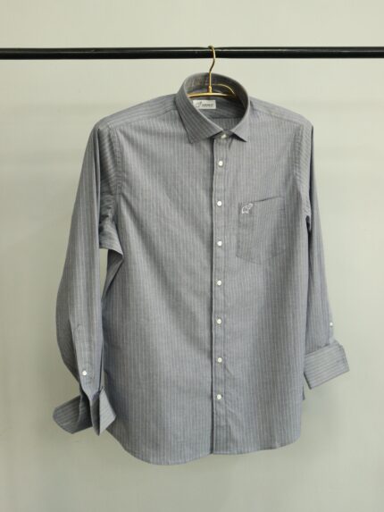 Smart Casual Grey Shirt with Subtle Stripes