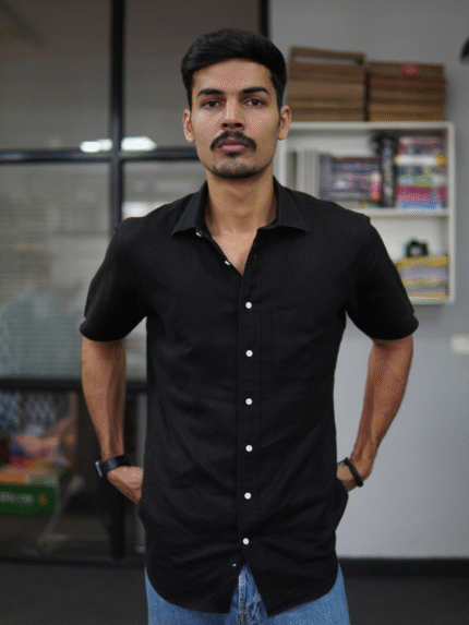 Obsidian Black "Old Money" Luxe Linen Shirt