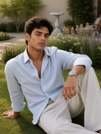 Aarawat Old Money Aesthetic Shirt with Subtle Stripes